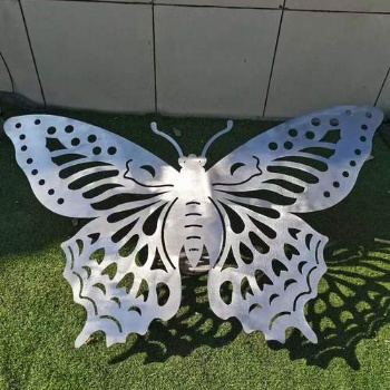 不锈钢铁艺蝴蝶雕塑户外庭院草坪落地摆件公园林景观工艺品装饰品