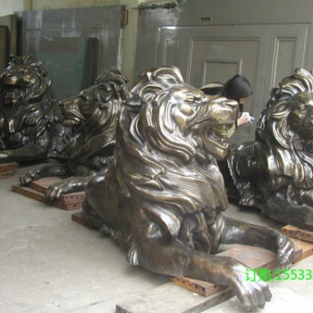 大型铸铜故宫狮子动物雕塑公司企业别墅门口一对落地摆件厂家定制