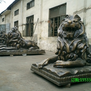 欧式汇丰银行铸铜狮子一对动物铸铜雕塑公司别墅院子门口落地摆件