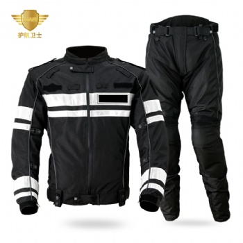 护航卫士 HW-048 冬季保暖黑色羽绒服摩托车骑行服套装