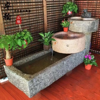老旧石槽石磨盘猪槽鱼缸金蟾流水景马槽室内牛槽养鱼庭院花盆摆件